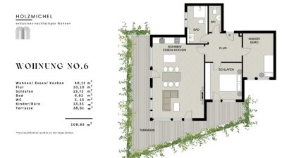 Energieeffizienter Neubau 3 Zimmer - 106 qm