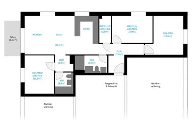 Schöne, helle 4-Zi.-Wohnung vollmöbliert, EBK & Balkon in Leinfelden für 2-3 Jahre