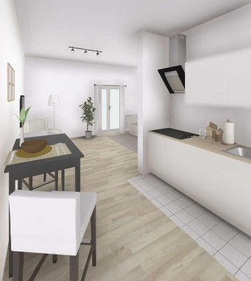 Erstbezug nach Sanierung: Exklusive 1Z-Erdgeschosswohnung mit Terrasse und Einbauküche in Hilden
