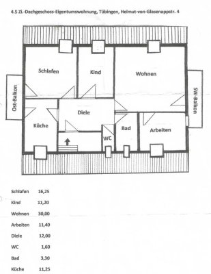 Großzügige 4,5-Raum-Dachgeschosswohnung mit Einbauküche in Tübingen Nord