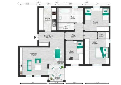 Große 4,5-Zimmer-Wohnung mit Balkon und Garage in Oberkochen