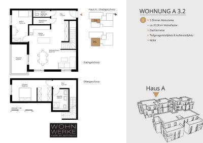 Whg A 3.2. - 3 Zimmer - Obergeschoss/ Dachgeschoss - Maisonette Wohnung