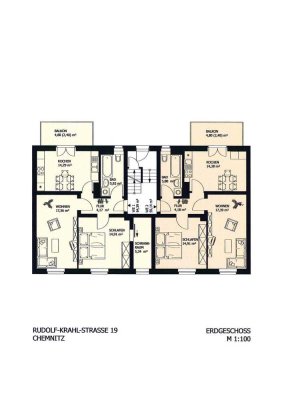 2-Zimmer-Hochparterre-Wohnung mit Balkon und Wohnküche