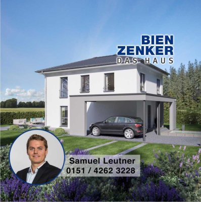 Bauen mit Bien-Zenker: Einfamilienhaus mit Walmdach und Design-Carport in Bammental