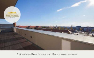 ** Atemberaubendes Penthouse mit Panoramablick & großer Terrasse | Sauna | 2 Bäder | Stellplätze **