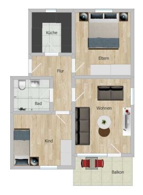 ** Moderne 3,5-Zimmer-Etagenwohnung **