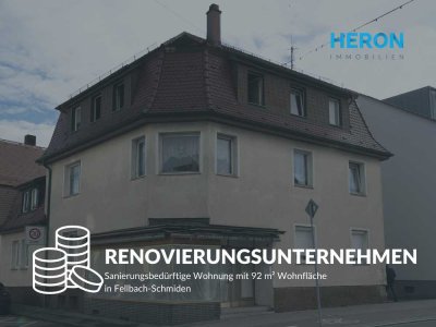 RENOVIERUNGSUNTERNEHMEN - Sanierungsbedürftige Wohnung mit 92 m² Wohnfläche in Fellbach-Schmiden