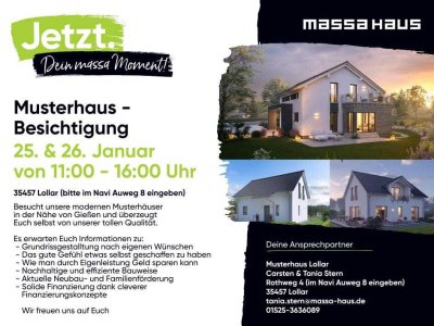 Musterhausbesichtigung  am Sa. 25. - So. 26. Januar von 11-16 Uhr in 35457 Lollar Rothweg 4