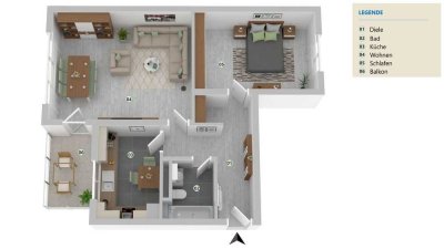 Tolle 2 Zimmer Wohnung mit Einbauküche und Balkon in ruhiger Lage