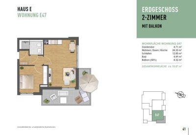 2 Zimmer mit großzügigem Balkon