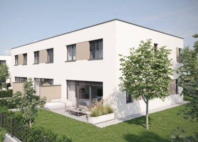 Gefördertes Eckreihenhaus in Asten: 4 Zimmer, Carport und Parkplatz, Terrasse, Eigengarten, belagsfertig!