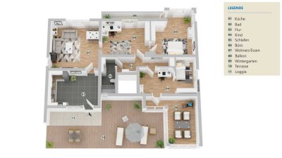 Großflächig geschnittene 3,5-Zimmer-Terrassenwohnung *Erstbezug nach Sanierung*