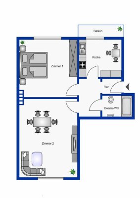 Exklusive, modernisierte 2-Raum-Wohnung mit EBK in Bad Soden am Taunus