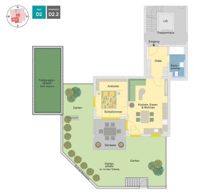 MEISTERSTÜCK | 2 Zimmer Gartenwohnung mit Süd-Westausrichtung | D2.2