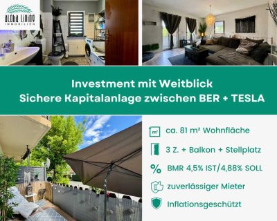 ATTRAKTIVE KAPITALANLAGE-WOHNUNG + STELLPLATZ ZWISCHEN FLUGHAFEN BER + TESLA