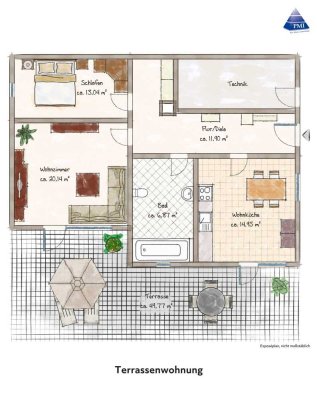 ++Terrassenwohnung mit Weitblick zvm., 79qm, 2,5 Zi.++