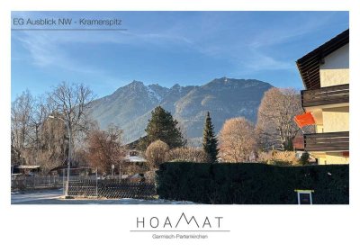 HOAMAT - zentral gelegenes Apartment mit  Garten und Südterrasse mit Zugspitzblick