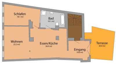 Sanierte 2,5-Zimmer Altbauwohnung mit großer Terrasse in Bamberg