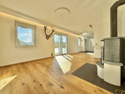 Moderne Traumwohnung im Lobmingtal - BJ 2020 - ca. 96m² NFL - 4 Zimmer - Balkon - Holzofen - Carport