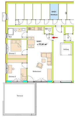 3-Zimmer-Hochparterre-Wohnung mit Terrasse in Tübingen