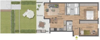 Tolle 3-Zimmer-Wohnung mit Garten und Terrasse - Wohnung Nr. 24