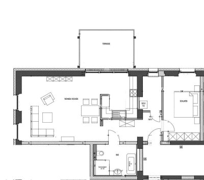 Großzügige Zwei-Raum Wohnung mit großer Terasse