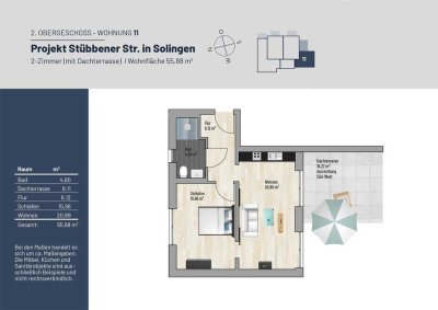 56 m² 2-Z. // Exklusive Dachterrassen Wohnung