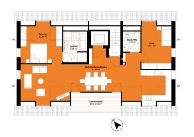 3 Zimmer DG Wohnung mit Dachterrasse - Haus 2 | Nr. 10