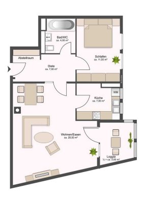 Kapitalanleger!! 2-Zi.Wohnung mit xxL-Süd-Ost-Loggia in Taufkirchen