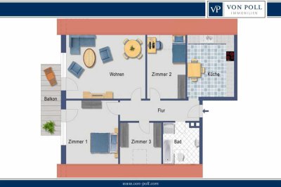 Gut geschnittene 4ZKB-Dachgeschosswohnung in Lingen/ Laxten