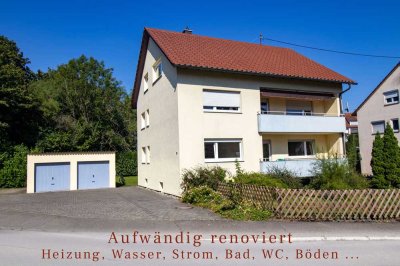 Sehr schön renovierte 3 Zimmer-Erdgeschosswohnung inkl. Garage und Stellplatz