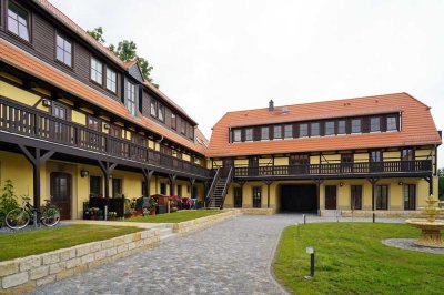 "Sächsischer Reiterhof": Balkon + Dusche