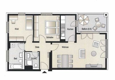 Quartier Reiterstaffel - 3-Zimmer Whg. Balkon / Keller / Tiefgaragen Stellplatz