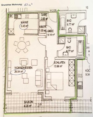 Frechen Innenstadt! Hochwertige 69 m² barrierefreie 2-Raum-Wohnung mit schönem Balkon;Köln-Anbindung