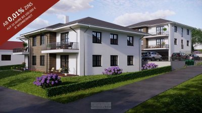 Neubau - 3 ZKB-Wohnung mit Terrasse & Gartenanteil und 2 Stellplätzen
