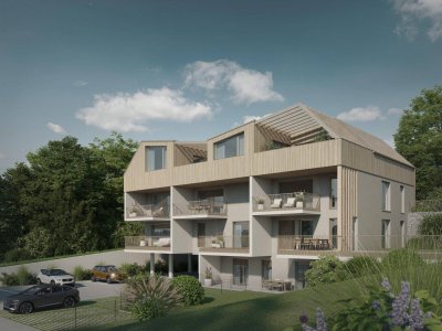 "Garteln" in Adnet: Neue 4-Zi. Wohnung mit Terrassenbalkon und Privatgarten!