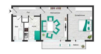 Praktisch geschnittene + modernisierte 2-ZW im EG (HP) in Oberursel-Bommersheim | EBK + Balkon | #9