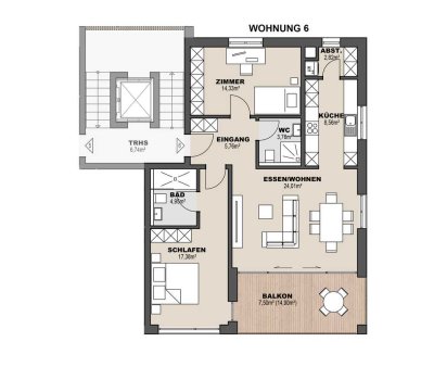 WHG 6   3-Zimmer ca. 91 m²  Neubauprojekt Haus Seeblick