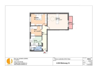 3 Zimmer Wohnung mit Balkon im 2. Obergeschoss