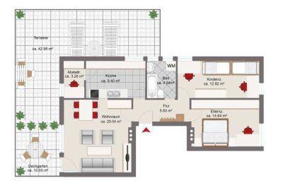 Vollständig renovierte 3-Zimmer-Terrassenwohnung mit EBK in Stadtbergen