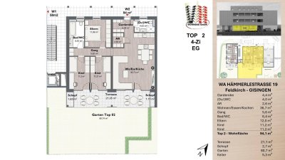 NEUBAU-W02: 4-Zimmer Gartenwohnung in Gisingen