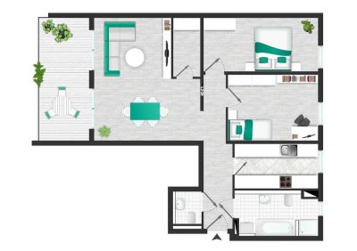 Großzügige 3-Zimmer-Wohnung mit gehobener Innenausstattung mit Balkon und Einbauküche in Wiesbaden