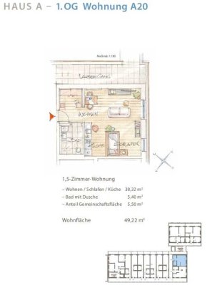 ERSTBEZUG! Barrierefreie 1,5 Zimmer-Wohnung