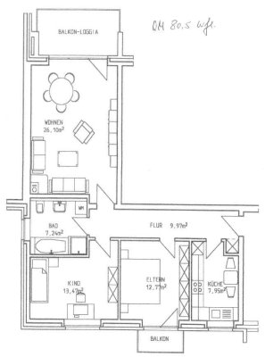 Gepflegte 3 Zimmer Wohnung mit Stellplatz in Neustadt a. Rbge