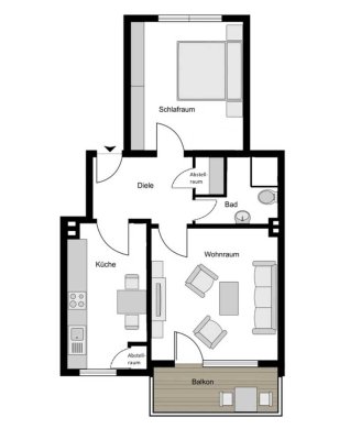 Balkonwohnung mit stufenfreiem Zugang (EG)