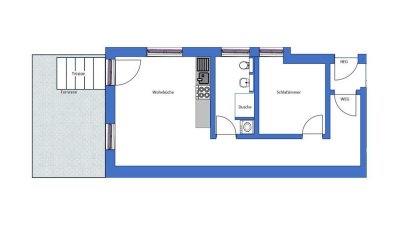 Neu sanierte Wohnung im EG in Eltville - 50 m² - Wohnküche und Terrasse