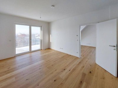 Für Sonnenanbeter:innen. Sagenhaftes 3-Zimmer Penthouse mit 2 Terrassen und Deckenkühlung im Grünen