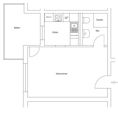 Günstige 1-Zimmer-Wohnung mit Balkon und Einbauküche in Wermsdorf