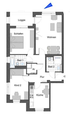 Gemütliche 3-Zimmer Wohnung für Familien mit WBS!