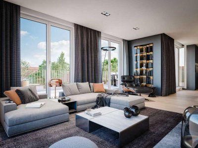 Exklusives Penthouse mit Lift-Privatzugang. Panoramablick im begehrten Villenviertel.